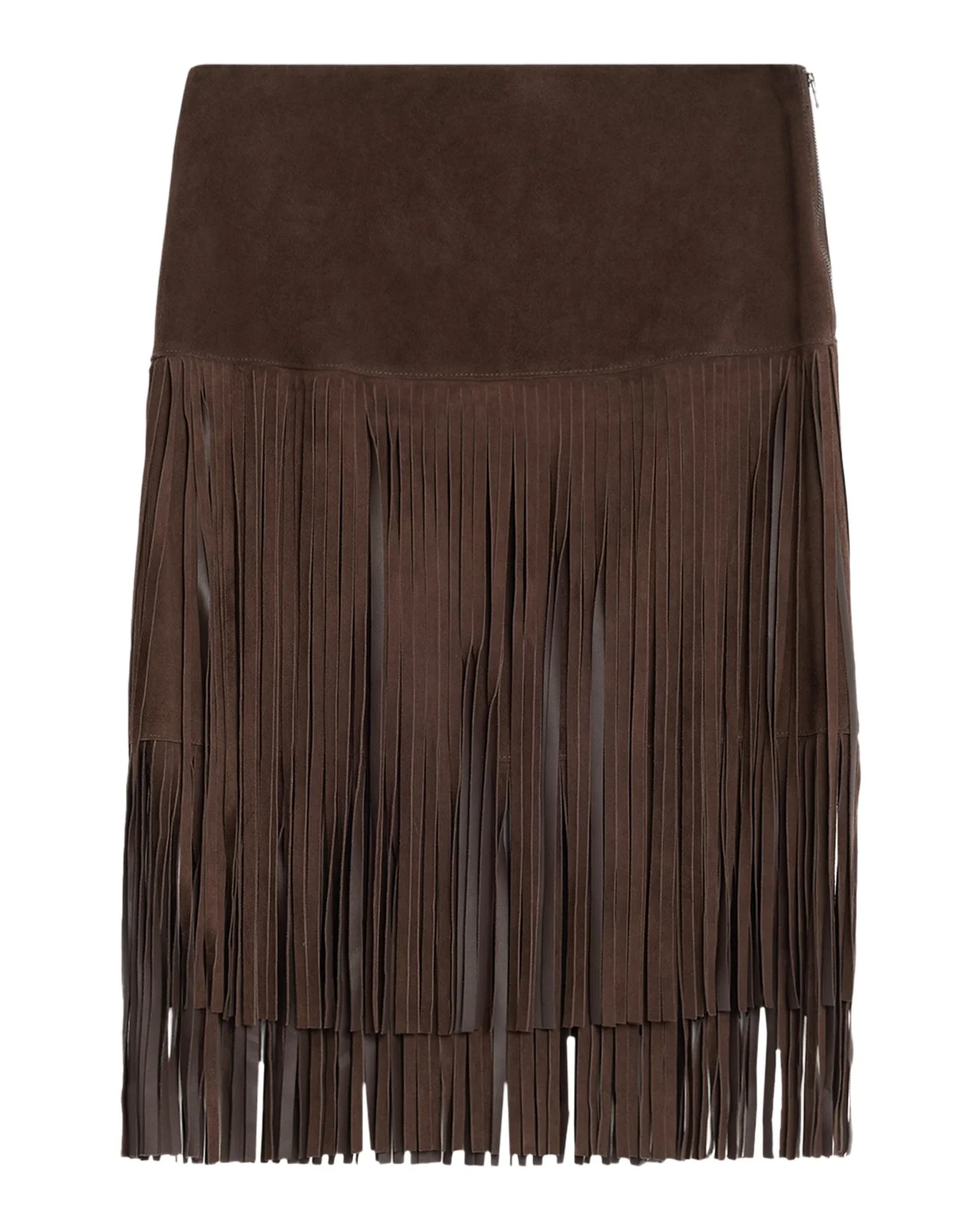Kyla Fringed Suede Midi Skirt