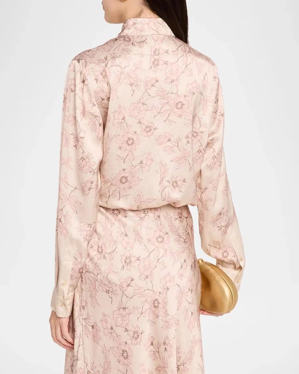 Alberta Ferretti Floral Lace-Print Satin Button-Down Blouse | Thumbnail 3 Alberta Ferretti Floral Lace-Print Satin Button-Down Blouse | Thumbnail 3