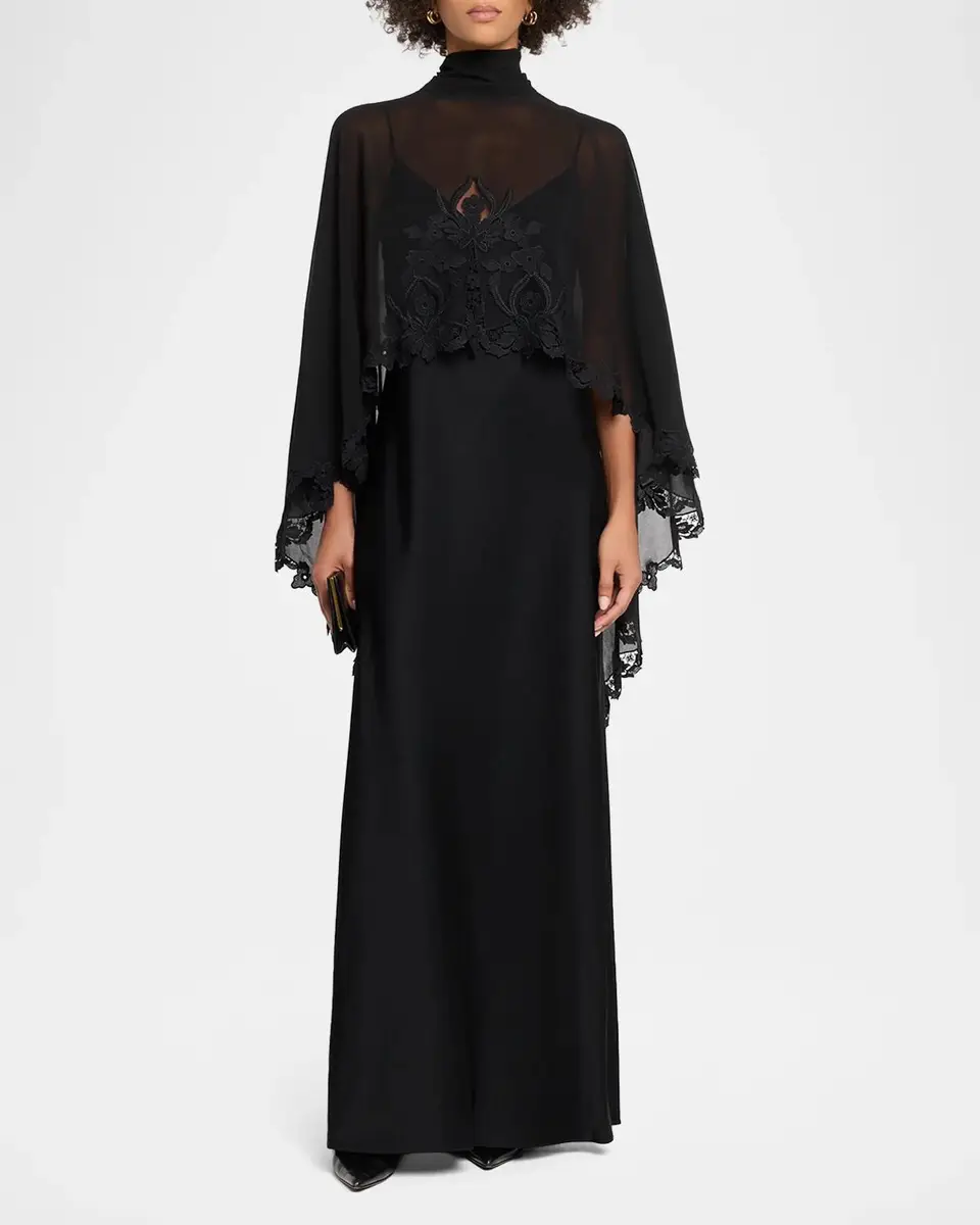 Kobi Halperin Carmen Satin A-Line Cape Maxi Dress | Thumbnail 2 Kobi Halperin Carmen Satin A-Line Cape Maxi Dress | Thumbnail 2