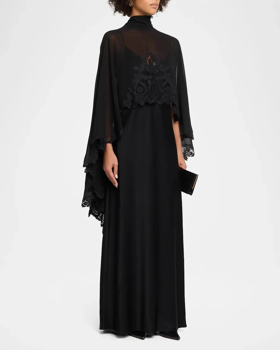 Kobi Halperin Carmen Satin A-Line Cape Maxi Dress | Thumbnail 4 Kobi Halperin Carmen Satin A-Line Cape Maxi Dress | Thumbnail 4