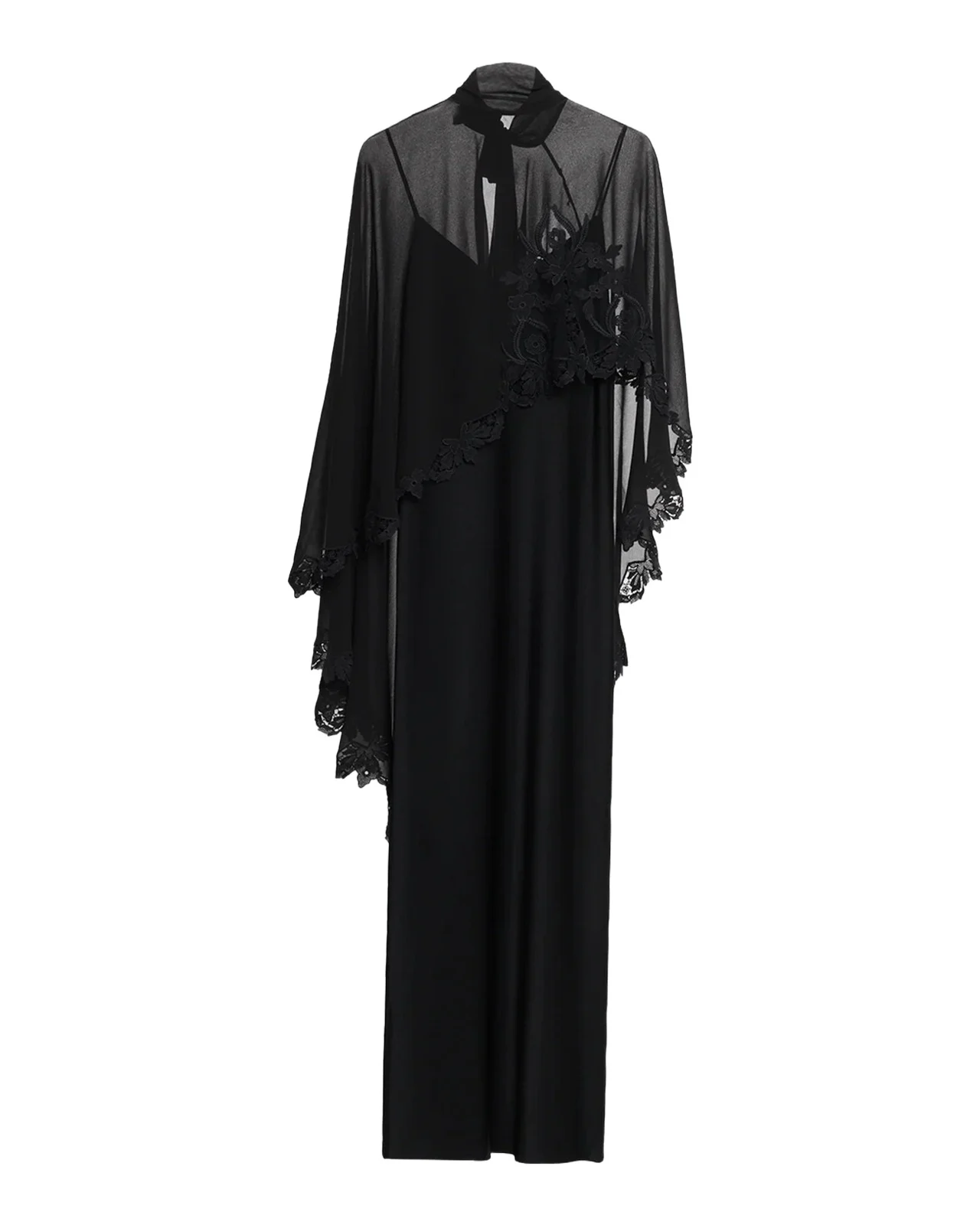 Carmen Satin A-Line Cape Maxi Dress Carmen Satin A-Line Cape Maxi Dress