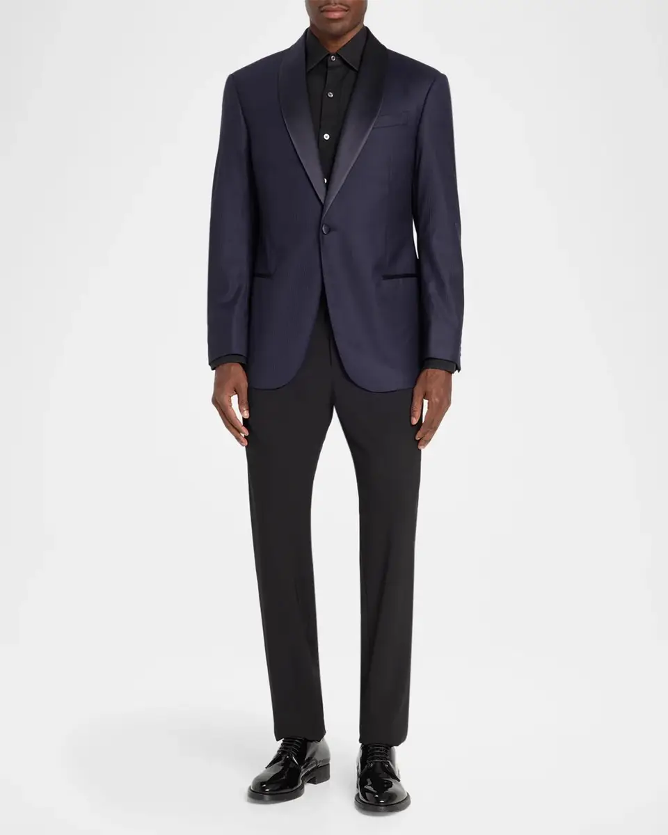 Emporio Armani Men's Textured Virgin Wool-Blend Blazer | Thumbnail 2 Emporio Armani Men's Textured Virgin Wool-Blend Blazer | Thumbnail 2