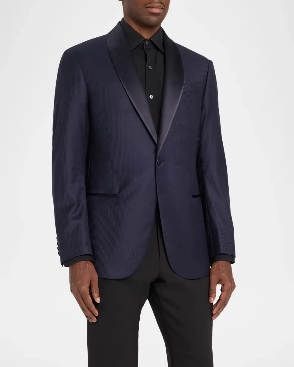 Emporio Armani Men's Textured Virgin Wool-Blend Blazer | Thumbnail 4 Emporio Armani Men's Textured Virgin Wool-Blend Blazer | Thumbnail 4