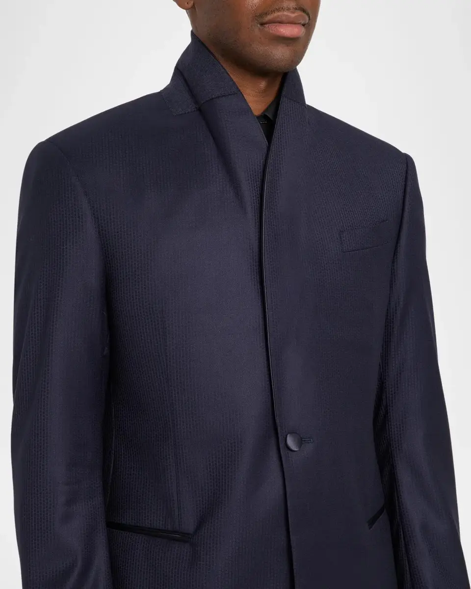 Emporio Armani Men's Textured Virgin Wool-Blend Blazer | Thumbnail 7 Emporio Armani Men's Textured Virgin Wool-Blend Blazer | Thumbnail 7