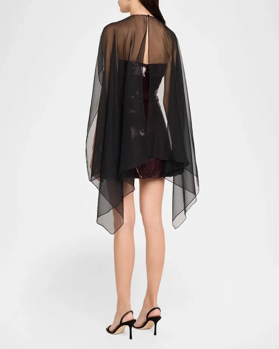Alberta Ferretti Sequined Cape Overlay Mini Dress | Thumbnail 3 Alberta Ferretti Sequined Cape Overlay Mini Dress | Thumbnail 3