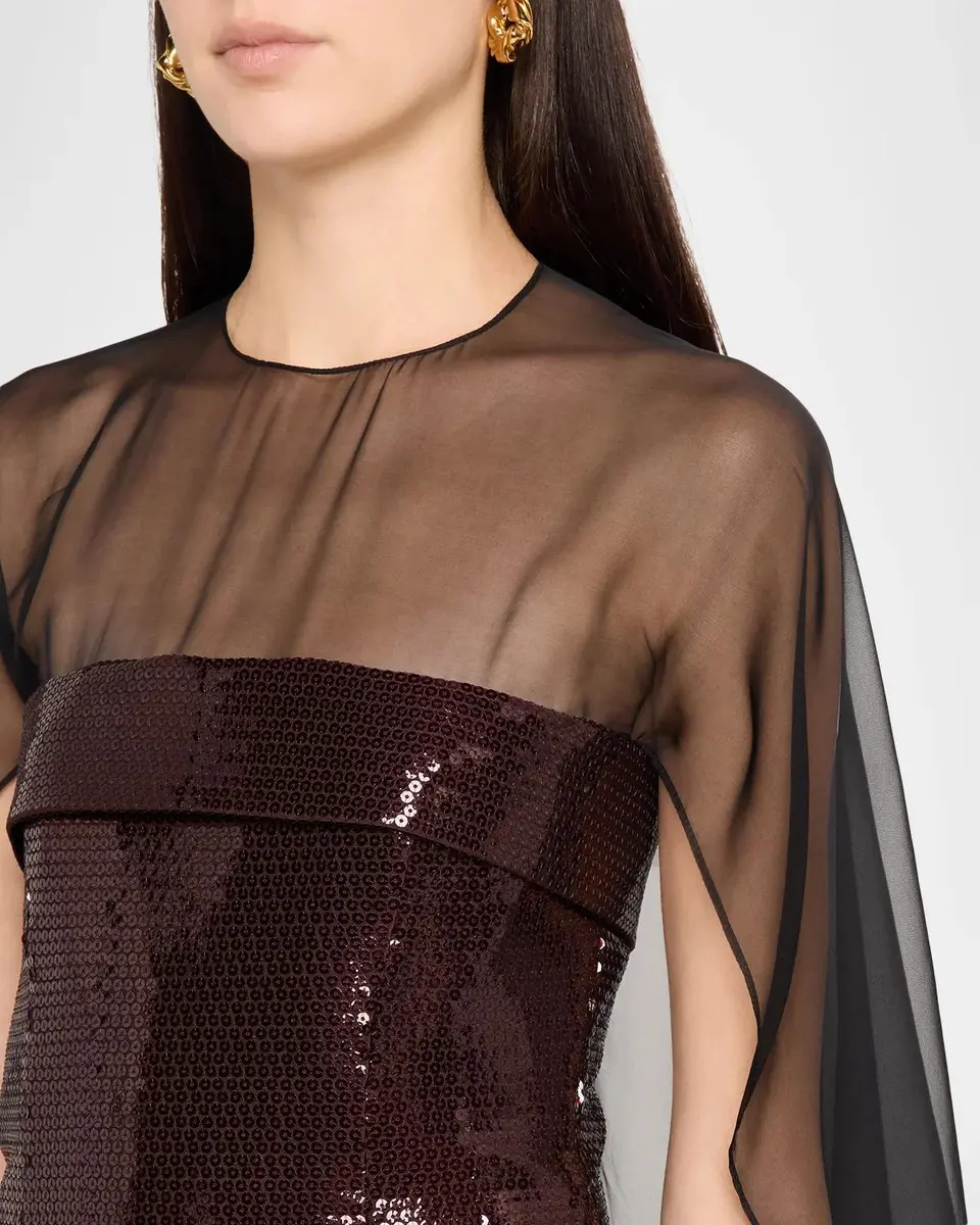 Alberta Ferretti Sequined Cape Overlay Mini Dress | Thumbnail 5 Alberta Ferretti Sequined Cape Overlay Mini Dress | Thumbnail 5