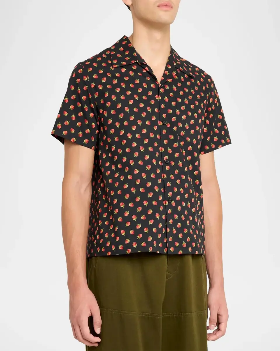 JW Anderson Strawberry-Print Cotton Camp Shirt | Thumbnail 4 JW Anderson Strawberry-Print Cotton Camp Shirt | Thumbnail 4