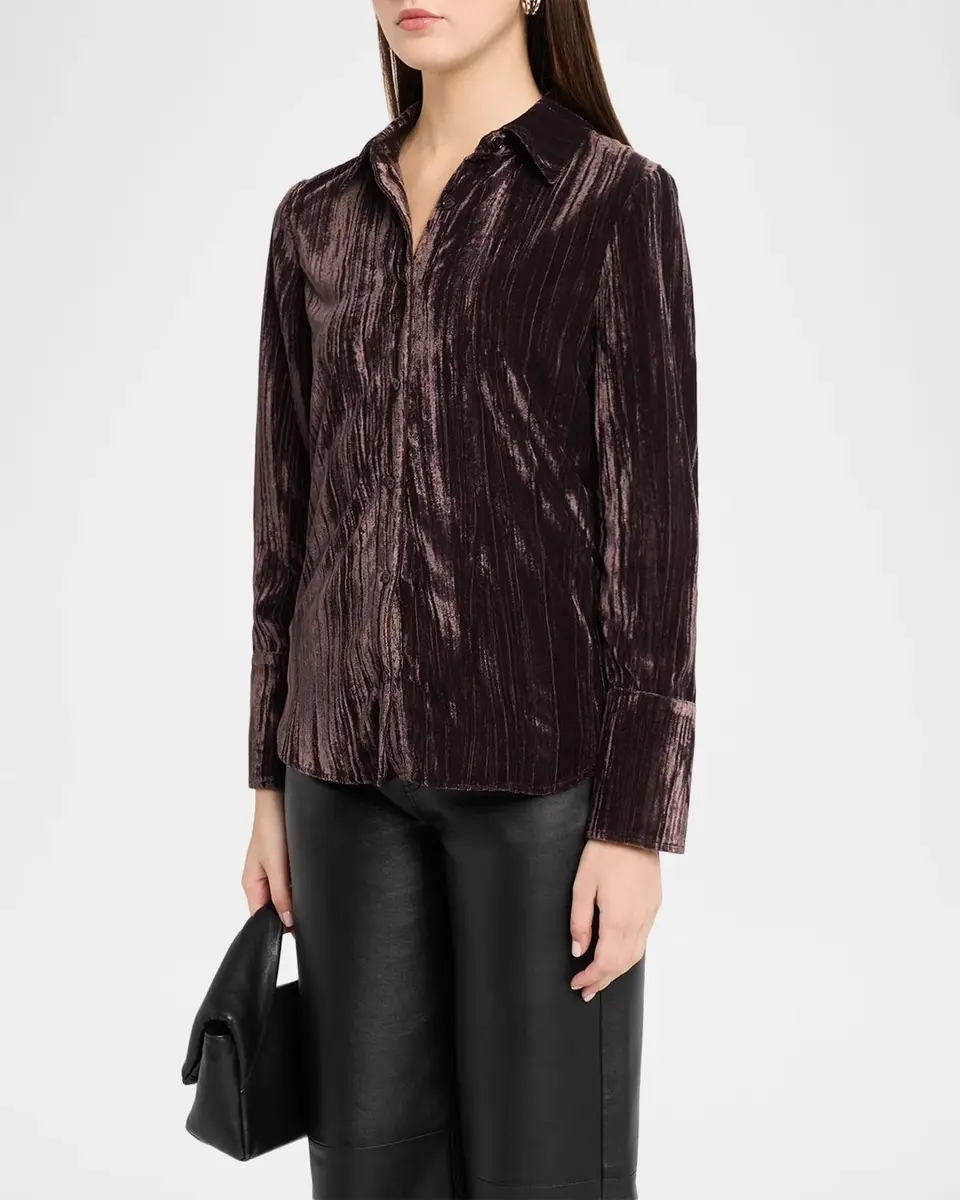 Proenza Schouler White Label Madi Crinkled Button-Front Top | Thumbnail 4 Proenza Schouler White Label Madi Crinkled Button-Front Top | Thumbnail 4
