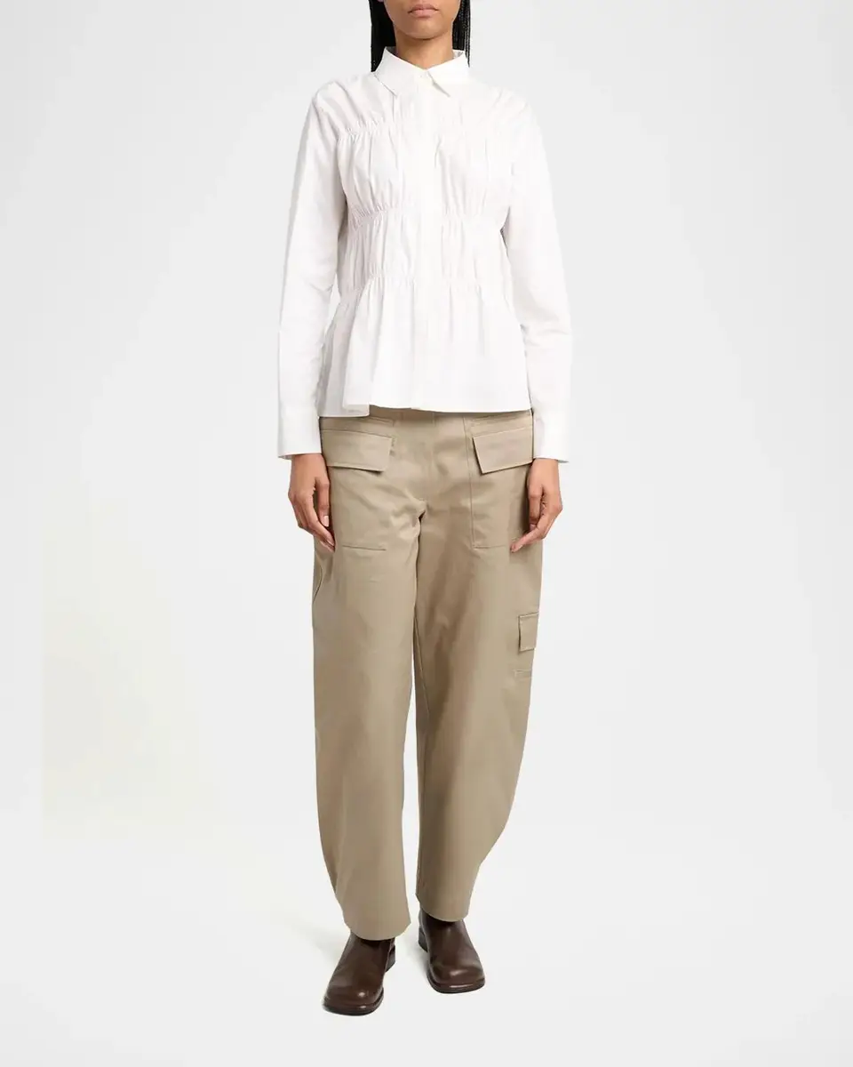 Proenza Schouler White Label Pearl Cinched Cotton Poplin Shirt | Thumbnail 2