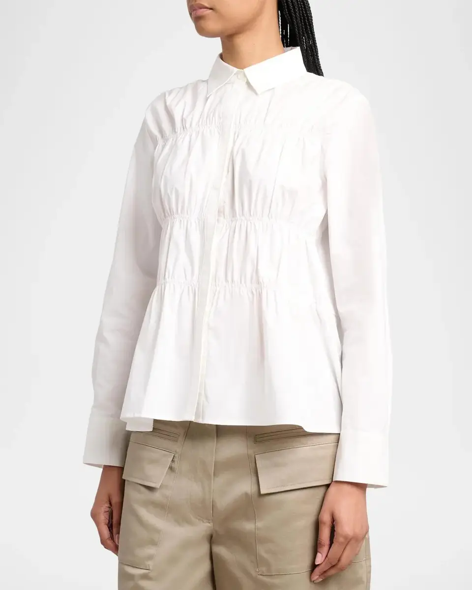 Proenza Schouler White Label Pearl Cinched Cotton Poplin Shirt | Thumbnail 4
