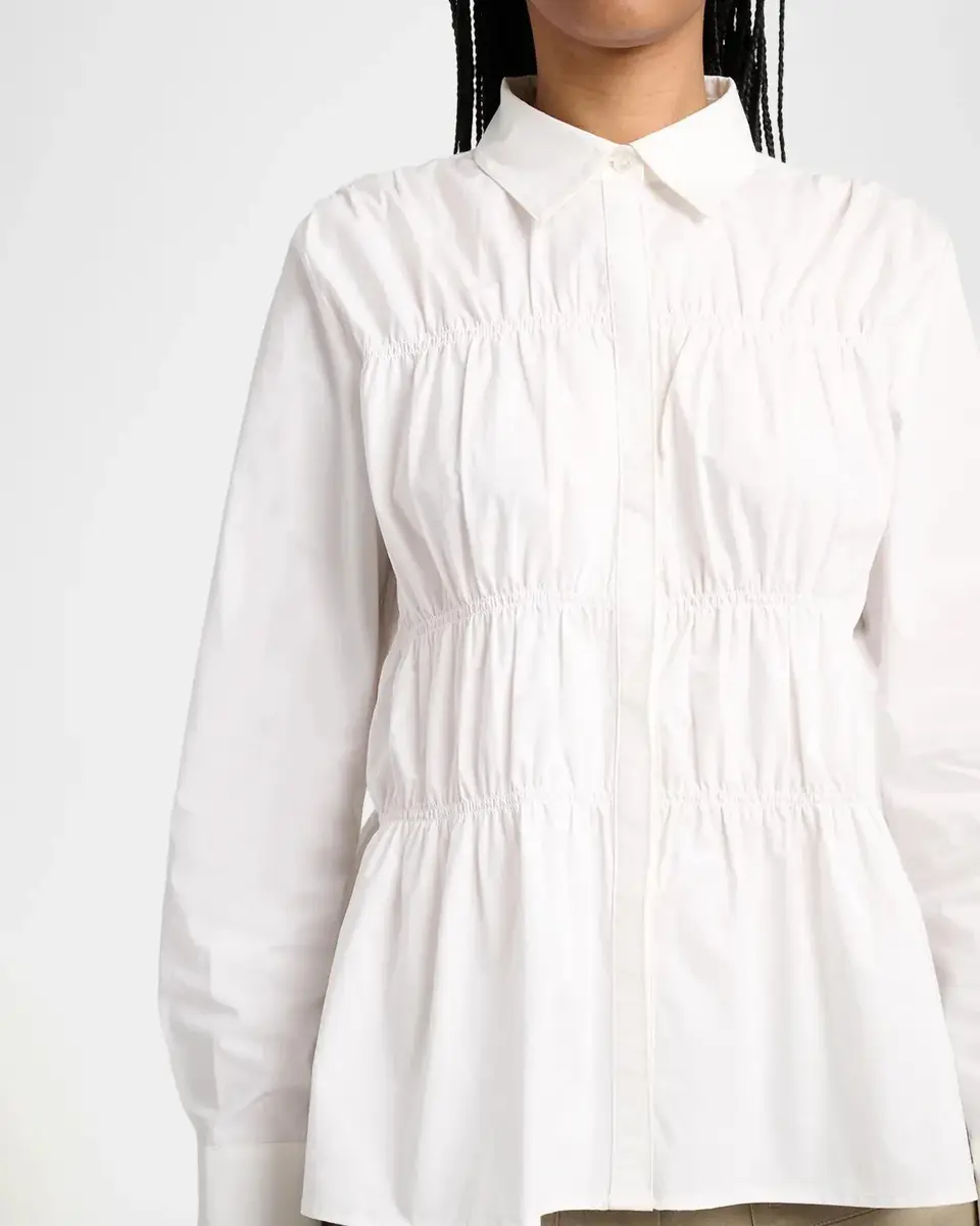 Proenza Schouler White Label Pearl Cinched Cotton Poplin Shirt | Thumbnail 5
