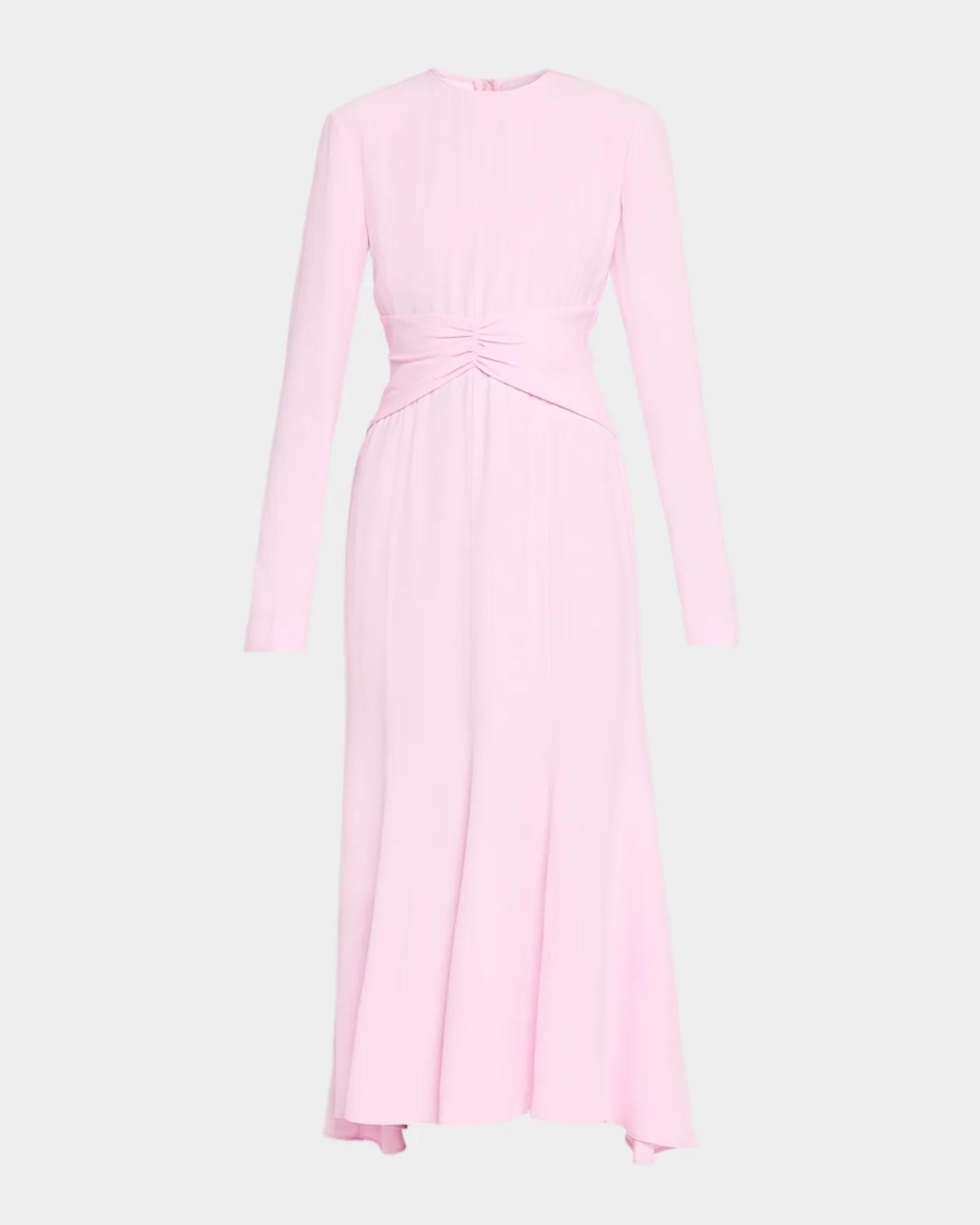 Gathered-Waist Long-Sleeve Midi Dress Gathered-Waist Long-Sleeve Midi Dress