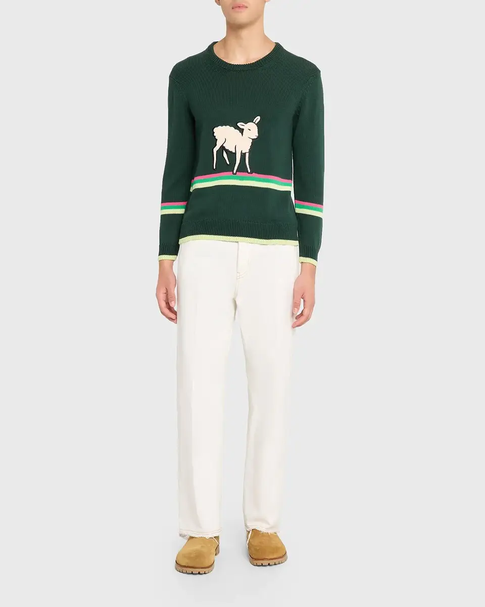 JW Anderson Men's Sheep Graphic Cotton Sweater | Thumbnail 2 JW Anderson Men's Sheep Graphic Cotton Sweater | Thumbnail 2