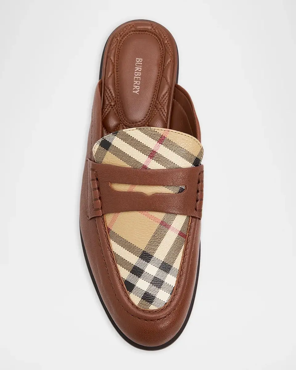 Burberry Opal Leather Penny Loafer Mules | Thumbnail 4 Burberry Opal Leather Penny Loafer Mules | Thumbnail 4