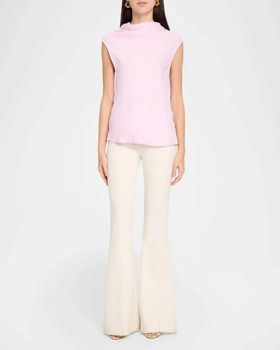 Alberta Ferretti Cowl-Neck Satin Cap-Sleeve Top | Thumbnail 2 Alberta Ferretti Cowl-Neck Satin Cap-Sleeve Top | Thumbnail 2
