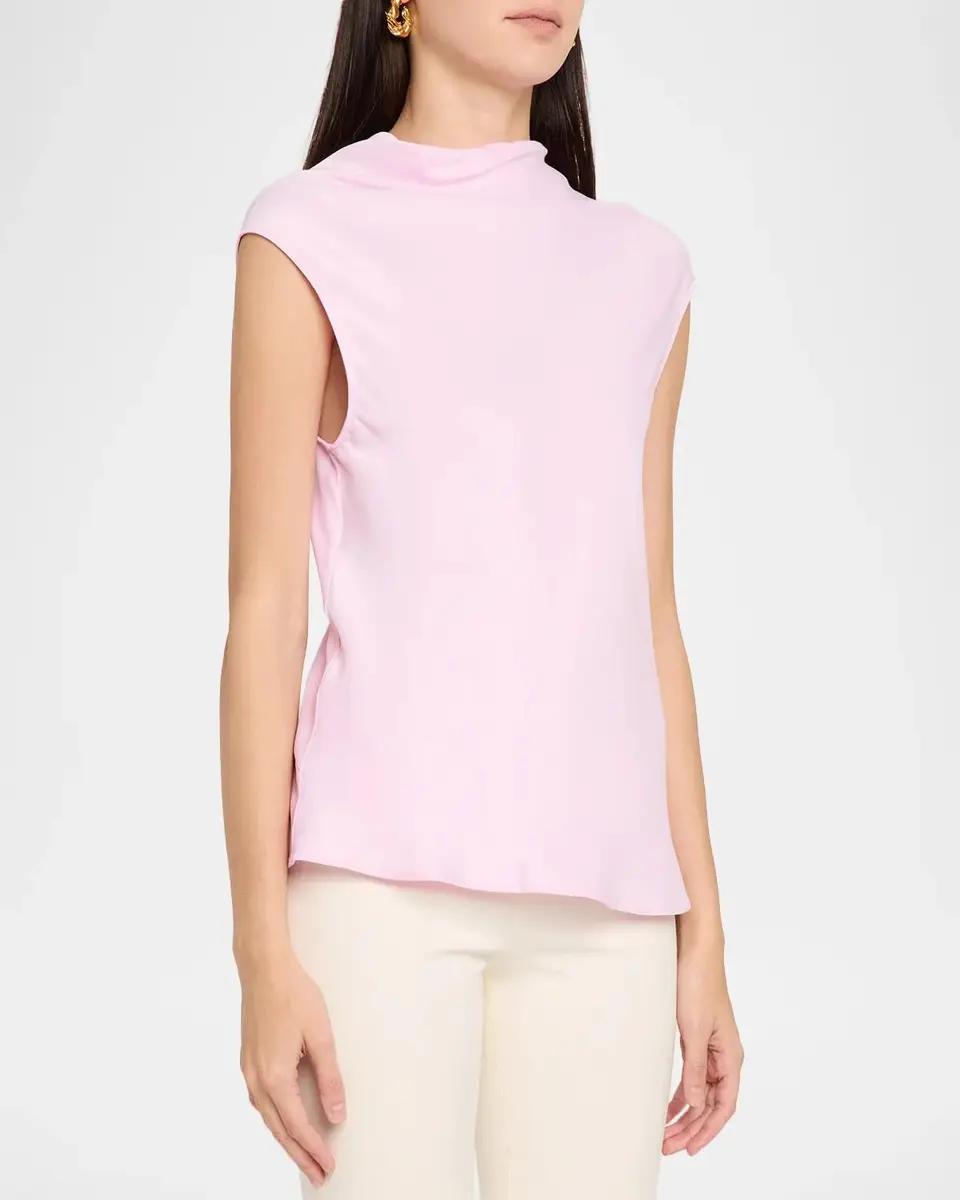 Alberta Ferretti Cowl-Neck Satin Cap-Sleeve Top | Thumbnail 4 Alberta Ferretti Cowl-Neck Satin Cap-Sleeve Top | Thumbnail 4
