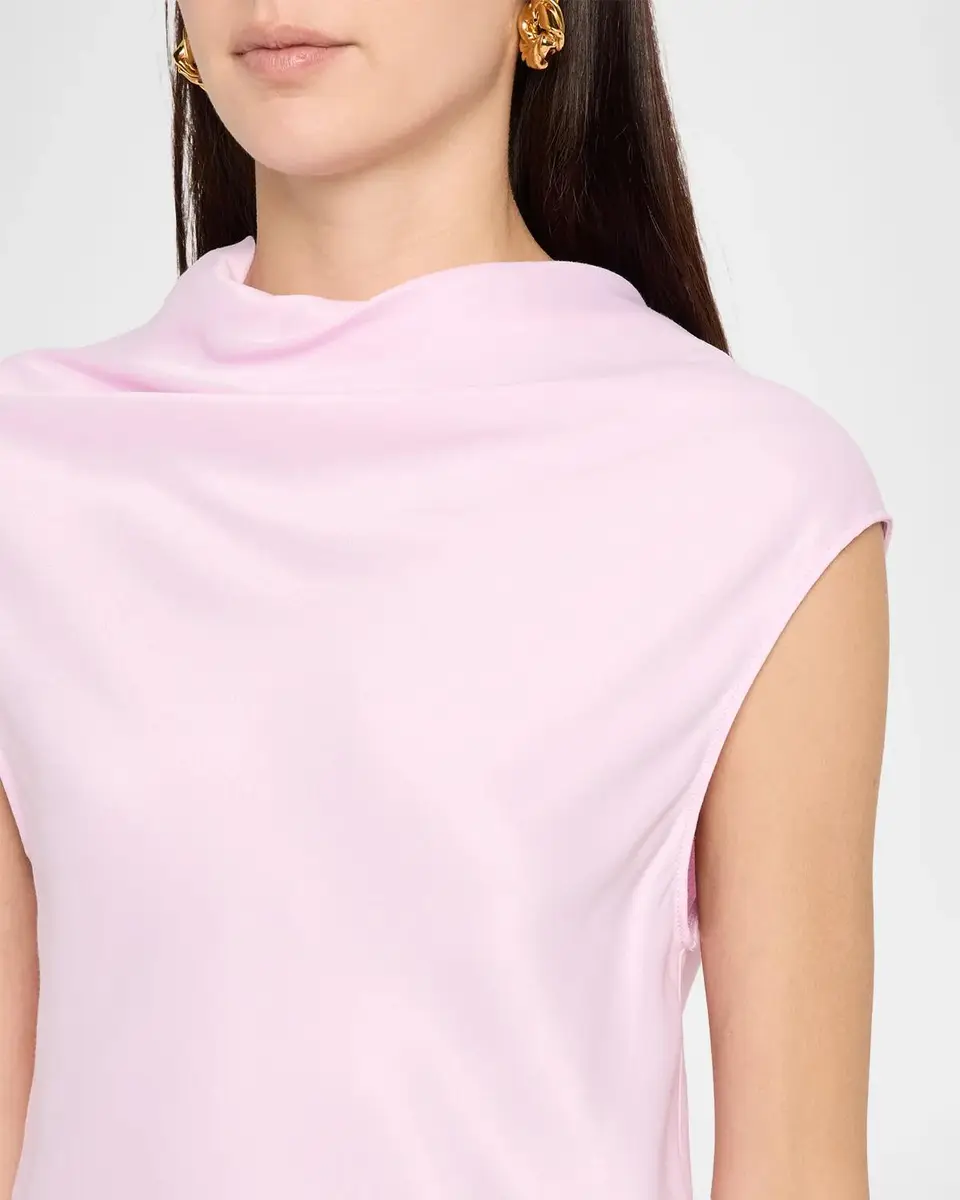 Alberta Ferretti Cowl-Neck Satin Cap-Sleeve Top | Thumbnail 5 Alberta Ferretti Cowl-Neck Satin Cap-Sleeve Top | Thumbnail 5