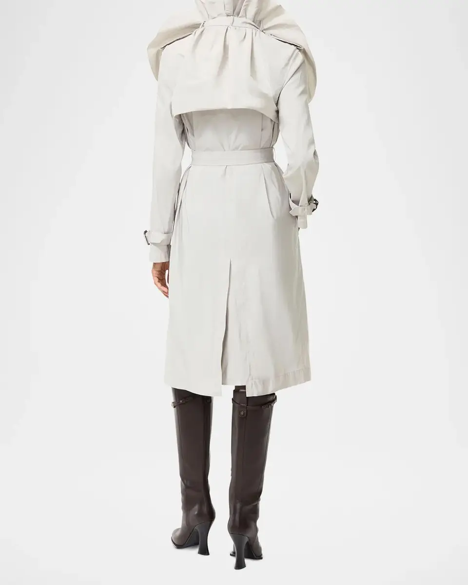 Burberry Clare Faille Ruffle Belted Long Trench Coat | Thumbnail 3
