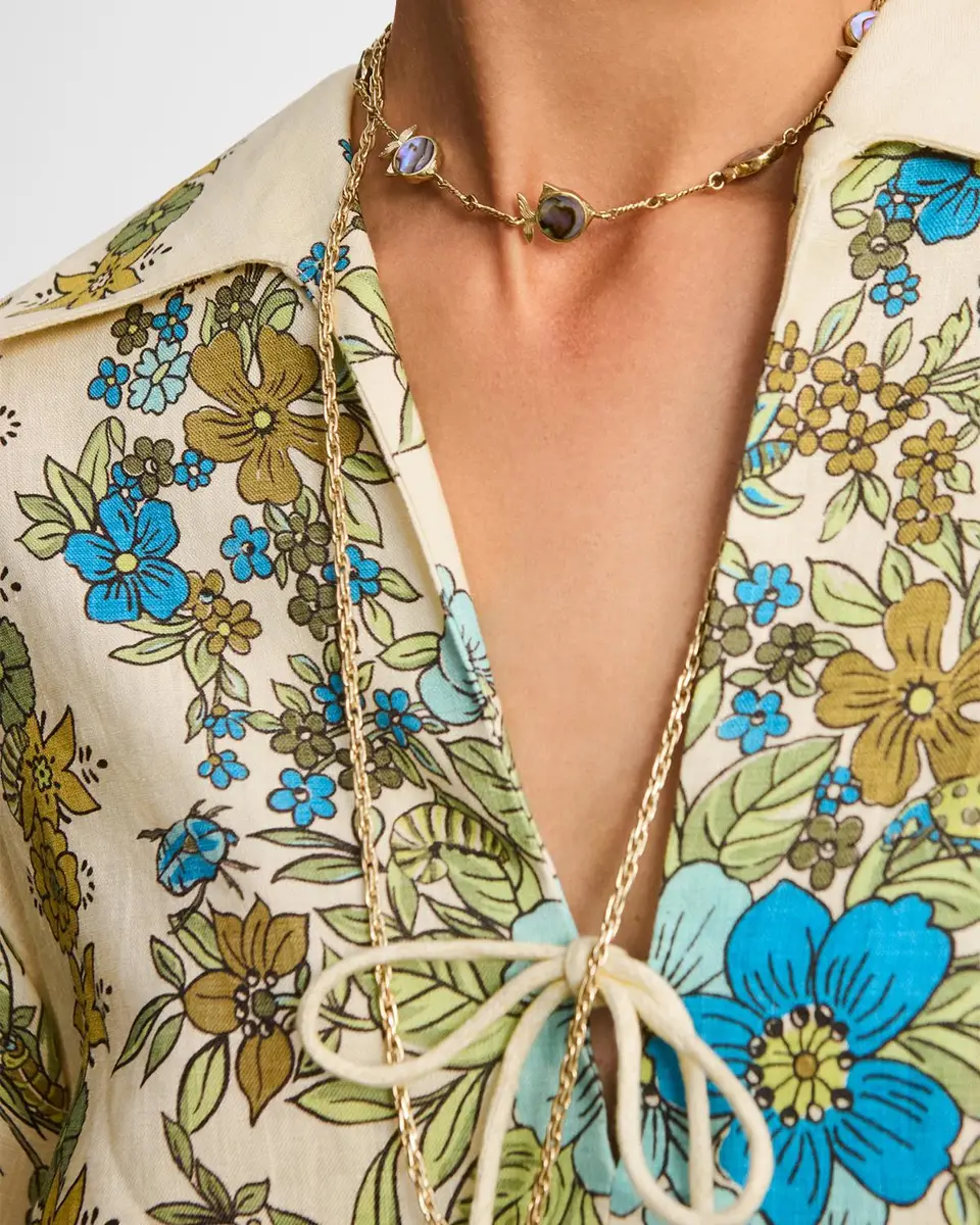 ALÉMAIS Sophia Floral Linen Wide-Leg Pull-On Pants | Thumbnail 5