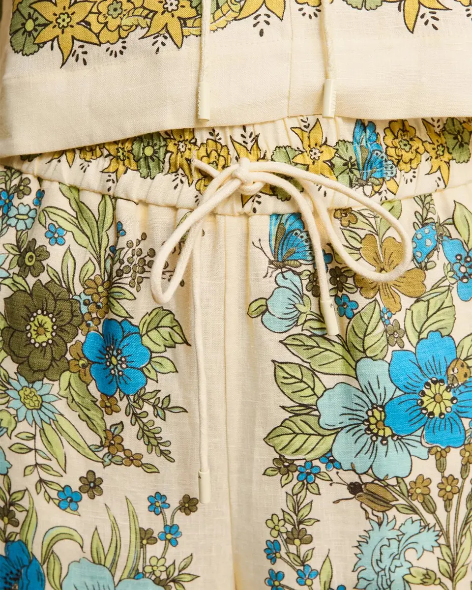 ALÉMAIS Sophia Floral Linen Wide-Leg Pull-On Pants | Thumbnail 7