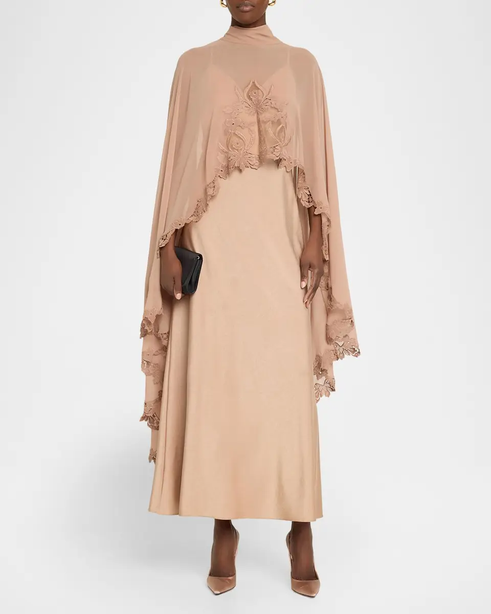 Kobi Halperin Carmen Satin A-Line Cape Maxi Dress | Thumbnail 2 Kobi Halperin Carmen Satin A-Line Cape Maxi Dress | Thumbnail 2