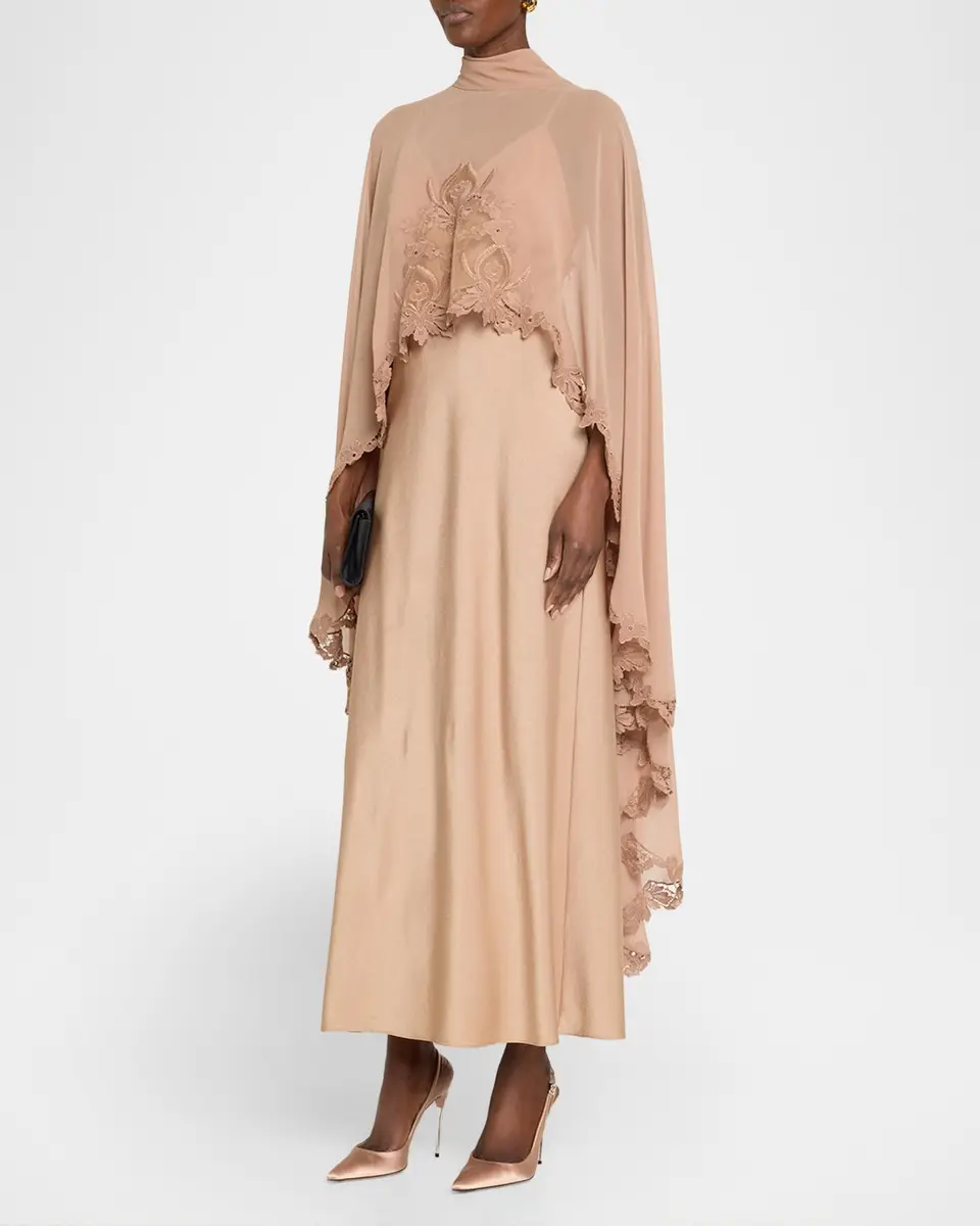Kobi Halperin Carmen Satin A-Line Cape Maxi Dress | Thumbnail 4 Kobi Halperin Carmen Satin A-Line Cape Maxi Dress | Thumbnail 4