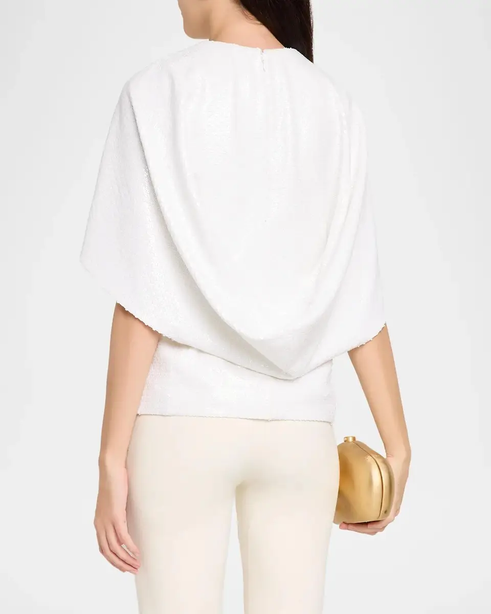 Alberta Ferretti Sequined High-Low Capelet Top | Thumbnail 3 Alberta Ferretti Sequined High-Low Capelet Top | Thumbnail 3