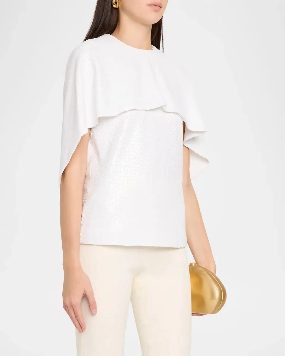 Alberta Ferretti Sequined High-Low Capelet Top | Thumbnail 4 Alberta Ferretti Sequined High-Low Capelet Top | Thumbnail 4