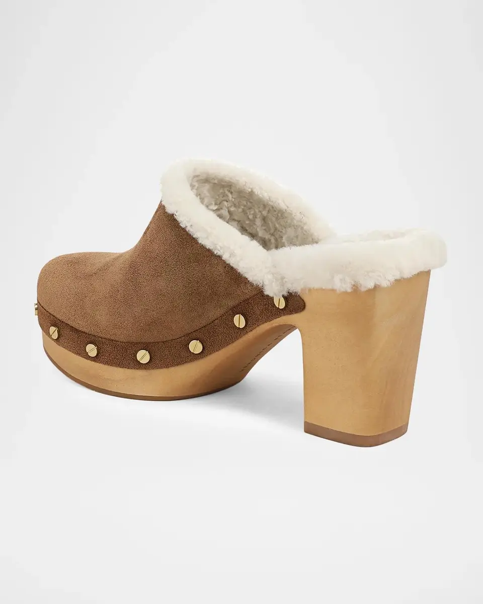 Veronica Beard 95mm Larken Shearling-Lined Suede Clogs | Thumbnail 3 Veronica Beard 95mm Larken Shearling-Lined Suede Clogs | Thumbnail 3