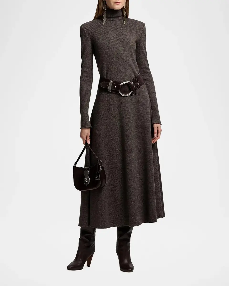 Ralph Lauren Collection Emmerson Turtleneck Tick-Weave Jersey Midi Day Dress | Thumbnail 2 Ralph Lauren Collection Emmerson Turtleneck Tick-Weave Jersey Midi Day Dress | Thumbnail 2
