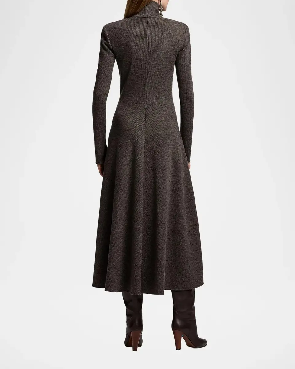Ralph Lauren Collection Emmerson Turtleneck Tick-Weave Jersey Midi Day Dress | Thumbnail 3 Ralph Lauren Collection Emmerson Turtleneck Tick-Weave Jersey Midi Day Dress | Thumbnail 3
