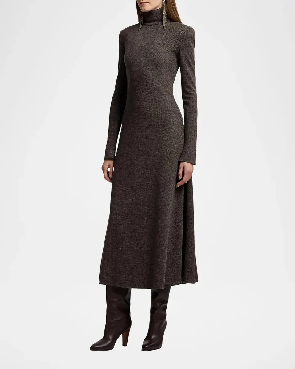 Ralph Lauren Collection Emmerson Turtleneck Tick-Weave Jersey Midi Day Dress | Thumbnail 6 Ralph Lauren Collection Emmerson Turtleneck Tick-Weave Jersey Midi Day Dress | Thumbnail 6