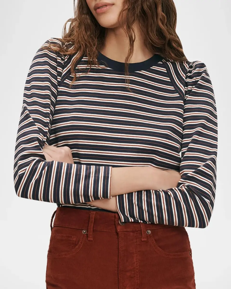 Veronica Beard Mason Striped Crewneck Baseball T-Shirt | Thumbnail 4