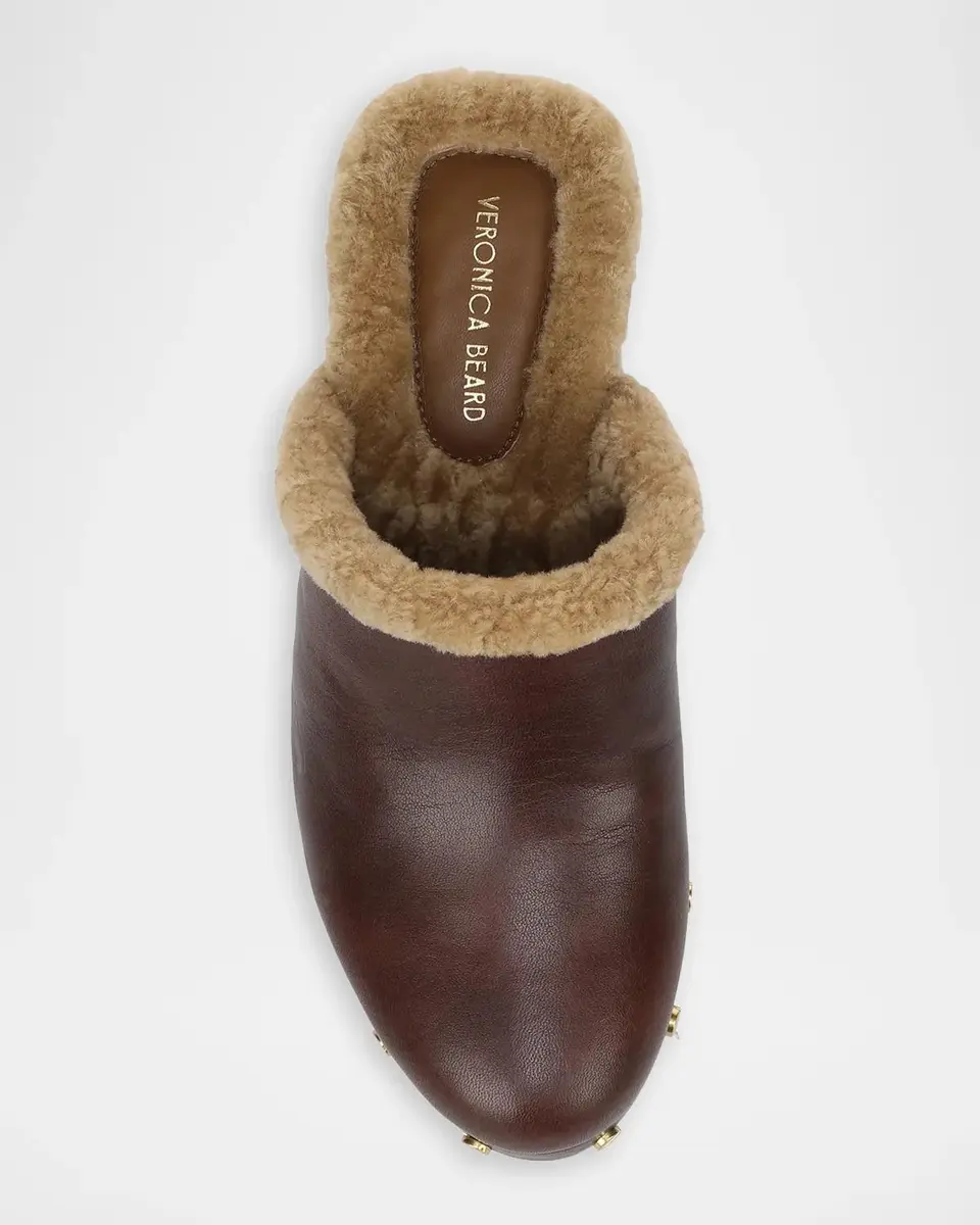 Veronica Beard 95mm Larken Shearling-Lined Leather Clogs | Thumbnail 4 Veronica Beard 95mm Larken Shearling-Lined Leather Clogs | Thumbnail 4