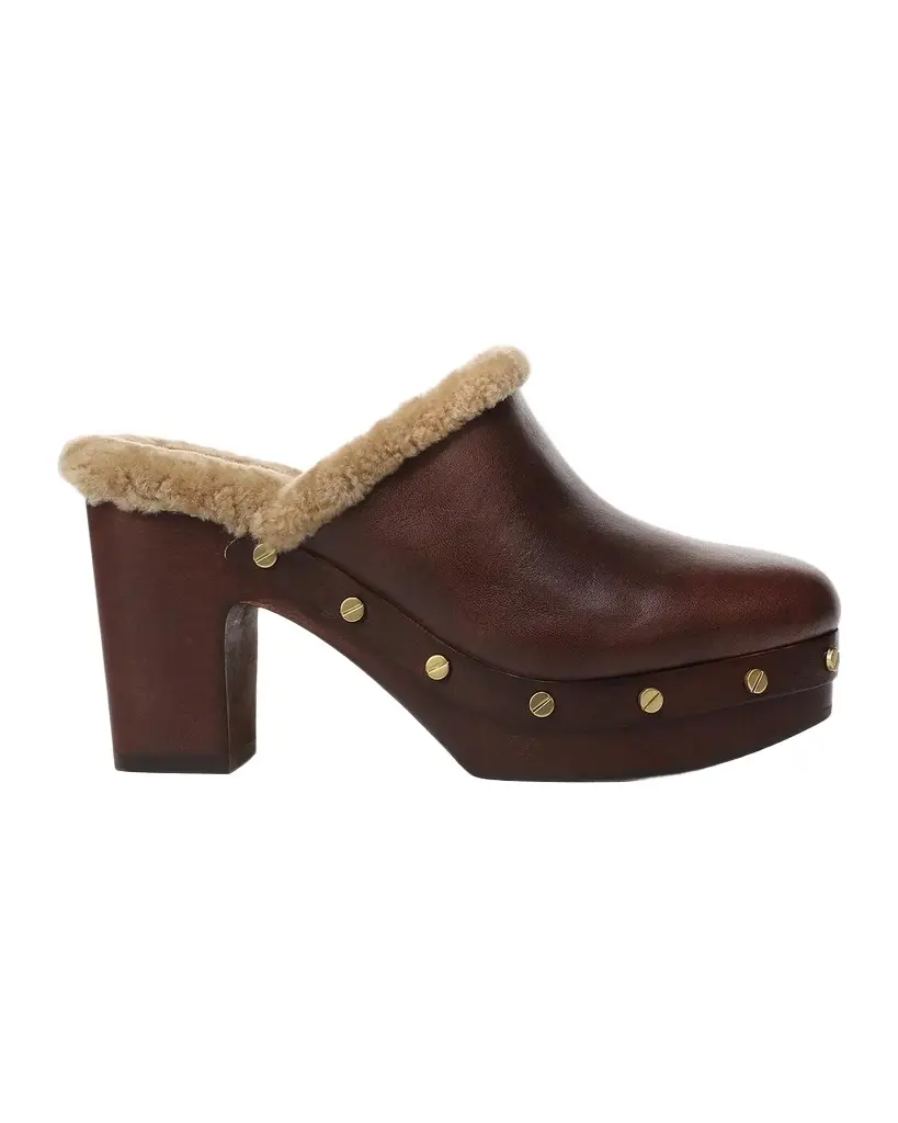 95mm Larken Shearling-Lined Leather Clogs 95mm Larken Shearling-Lined Leather Clogs
