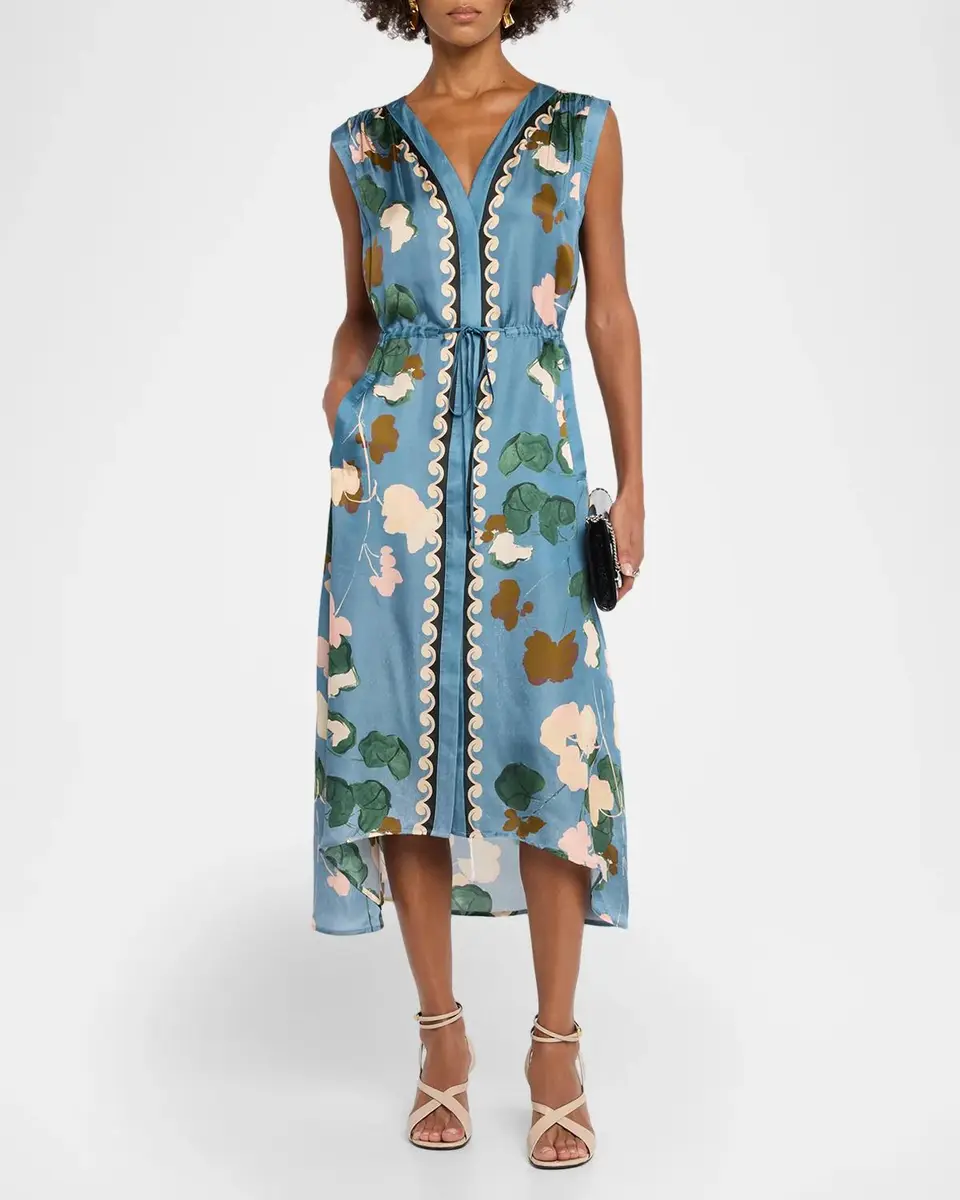 Johnny Was Axelle Floral Satin Midi Dress | Thumbnail 2 Johnny Was Axelle Floral Satin Midi Dress | Thumbnail 2