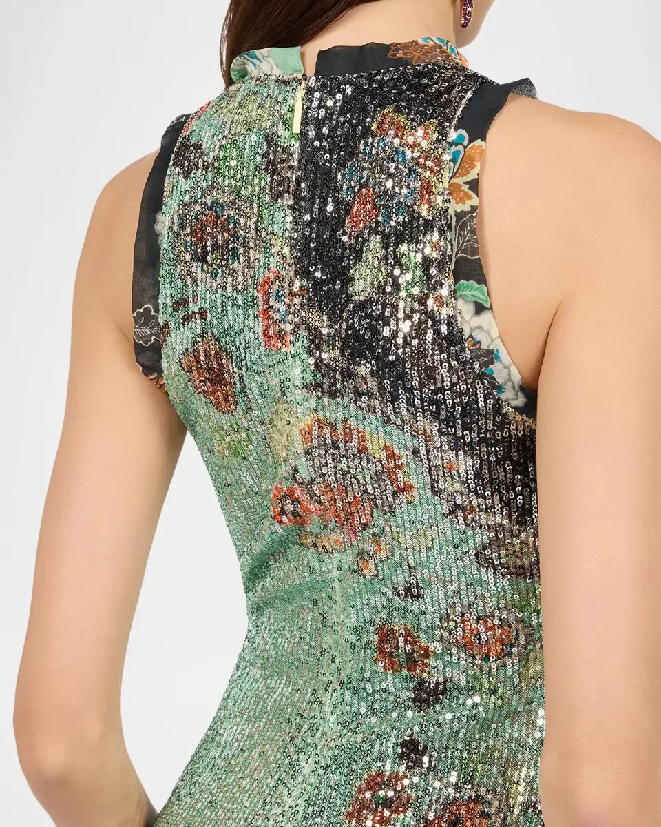 Roberto Cavalli Sleeveless Floral Sequined Stretch Mini Dress | Thumbnail 5 Roberto Cavalli Sleeveless Floral Sequined Stretch Mini Dress | Thumbnail 5