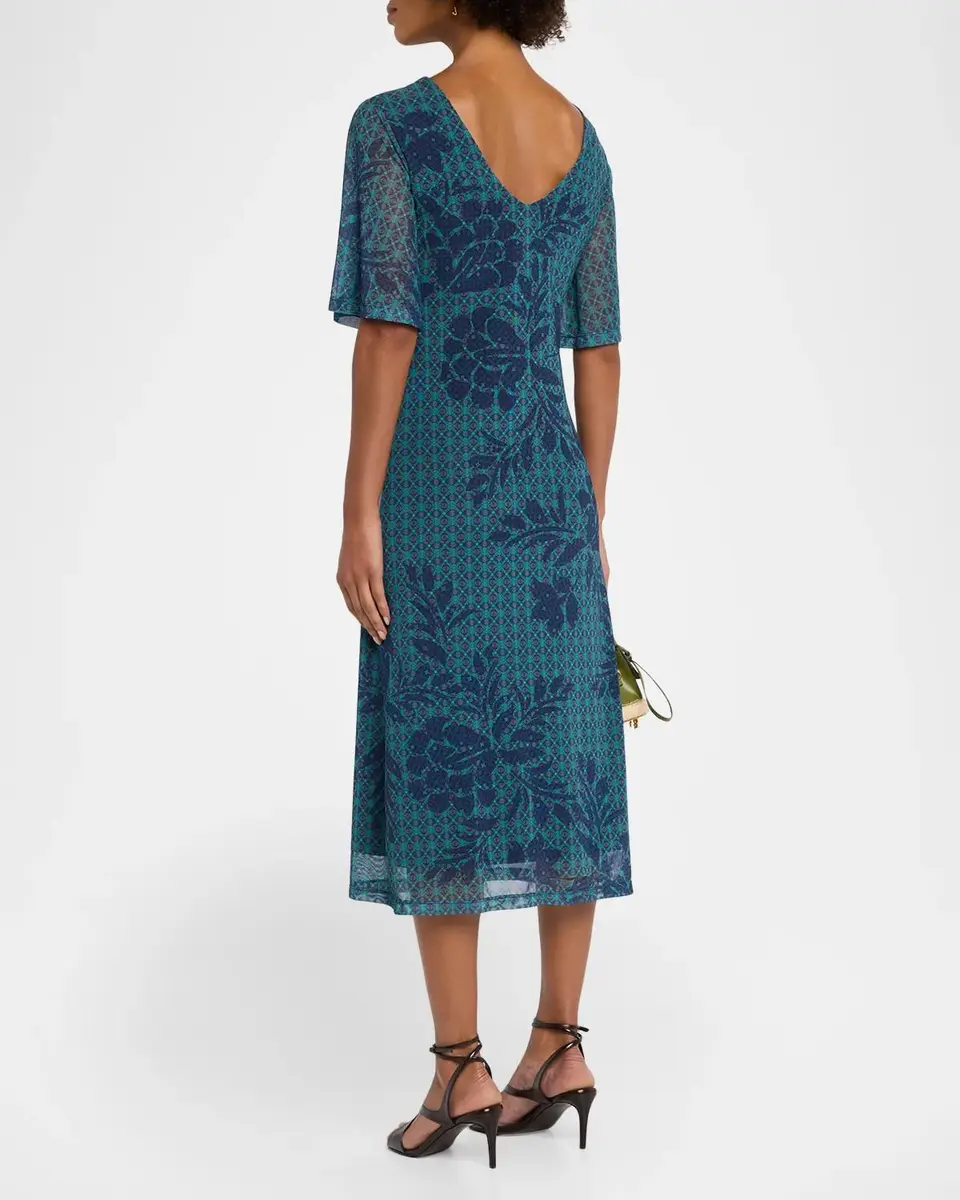Johnny Was Geometric Floral Mesh Midi Dress | Thumbnail 3 Johnny Was Geometric Floral Mesh Midi Dress | Thumbnail 3
