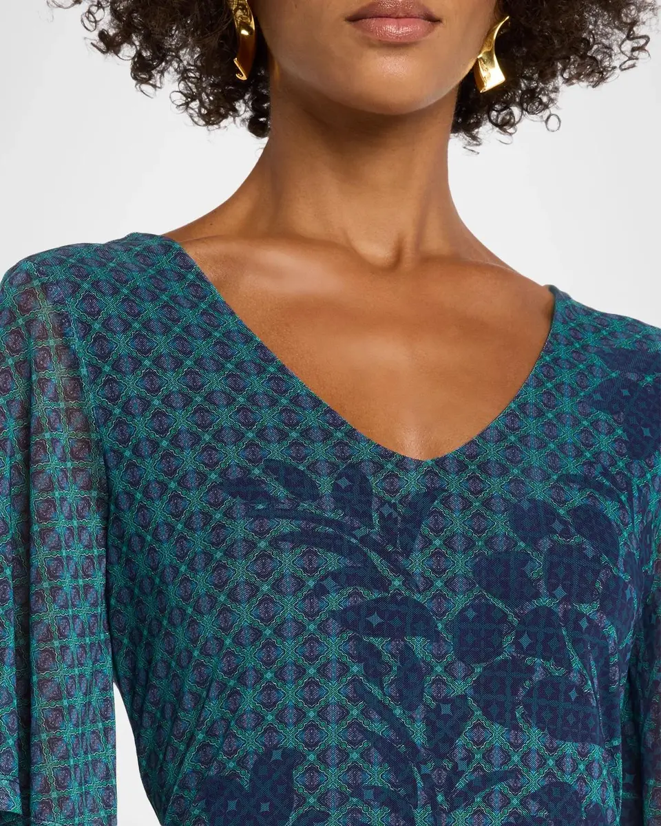 Johnny Was Geometric Floral Mesh Midi Dress | Thumbnail 5 Johnny Was Geometric Floral Mesh Midi Dress | Thumbnail 5
