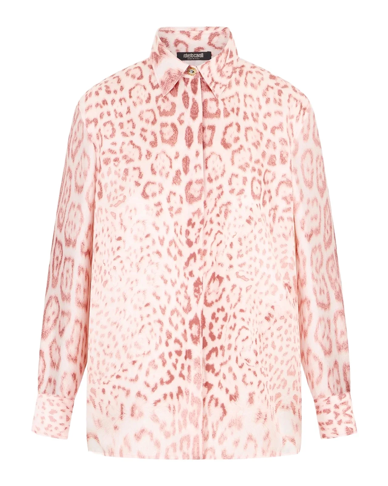 Roberto Cavalli Leopard-Print Silk Button-Down Shirt