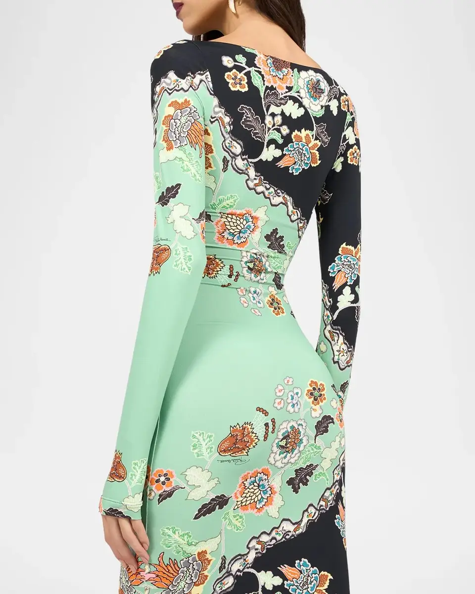 Roberto Cavalli Long-Sleeve Floral-Print Jersey Body-Con Maxi Dress | Thumbnail 5 Roberto Cavalli Long-Sleeve Floral-Print Jersey Body-Con Maxi Dress | Thumbnail 5