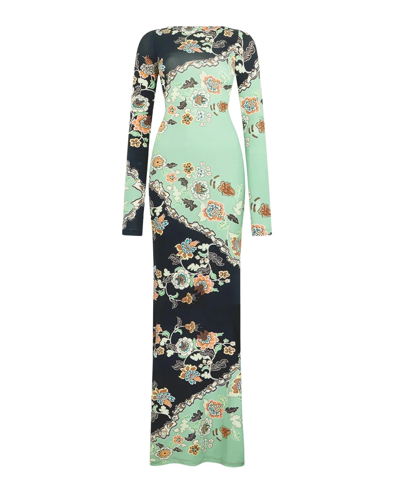 Long-Sleeve Floral-Print Jersey Body-Con Maxi Dress Long-Sleeve Floral-Print Jersey Body-Con Maxi Dress
