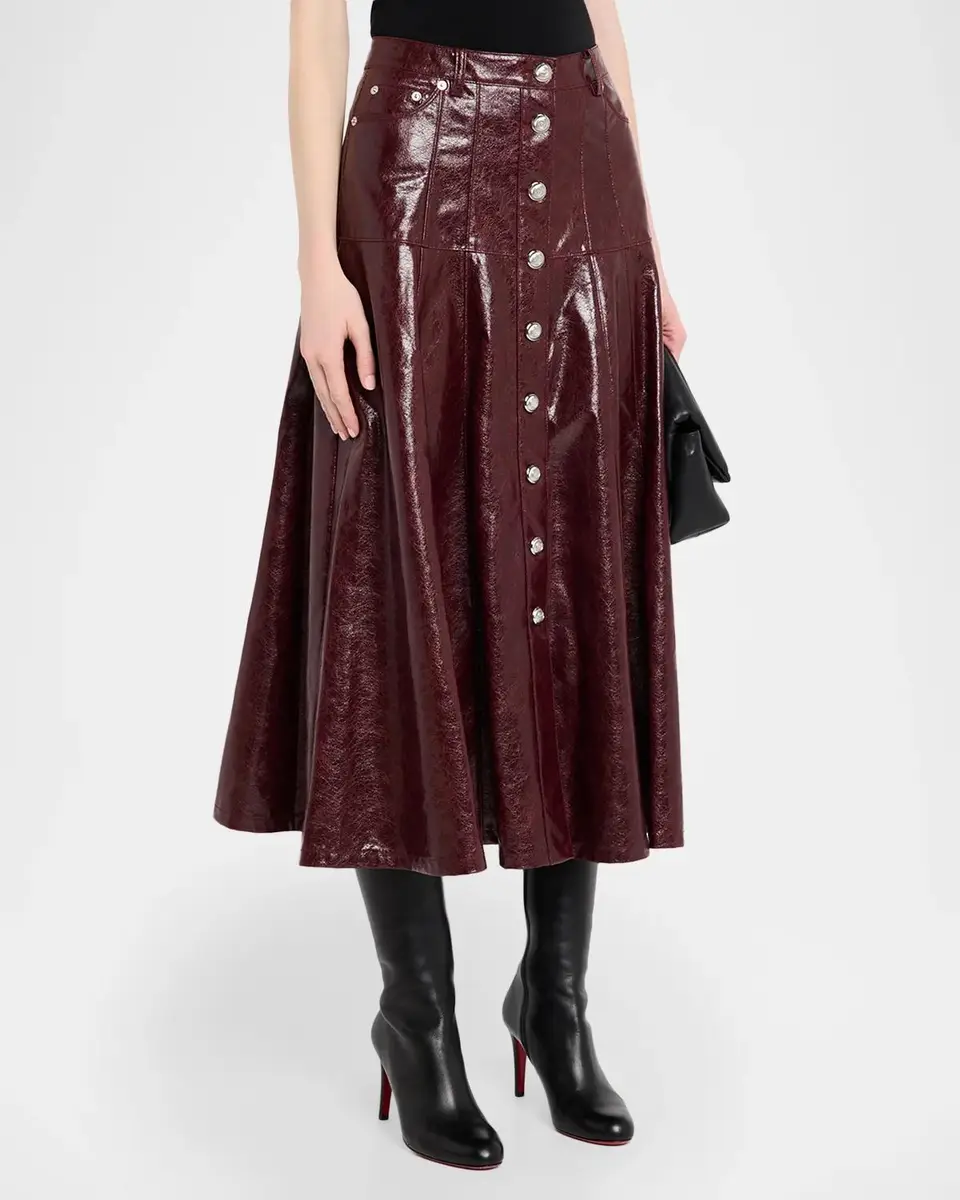 Cinq à Sept Tumbled Vegan Leather Midi Skirt | Thumbnail 4 Cinq à Sept Tumbled Vegan Leather Midi Skirt | Thumbnail 4