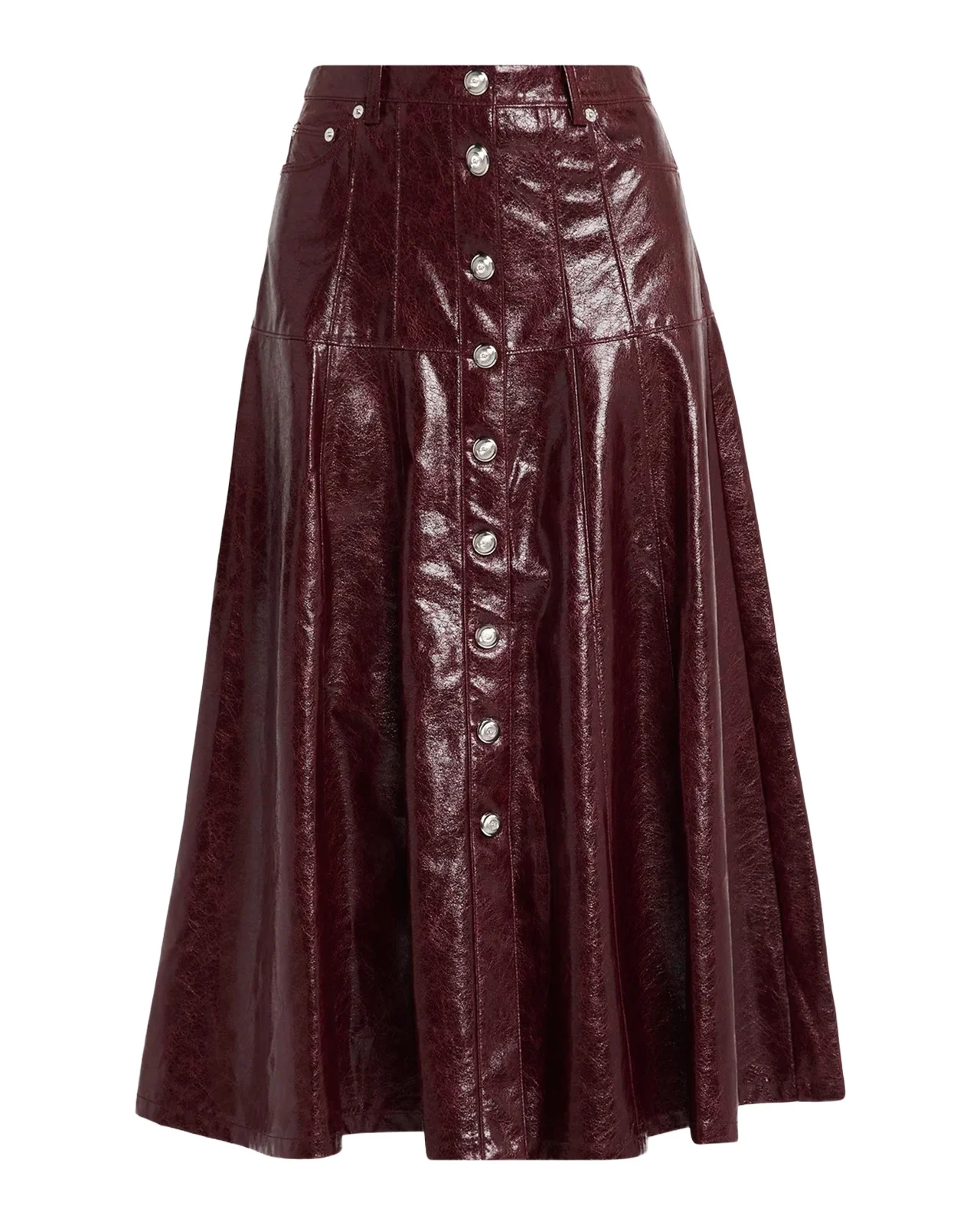 Tumbled Vegan Leather Midi Skirt