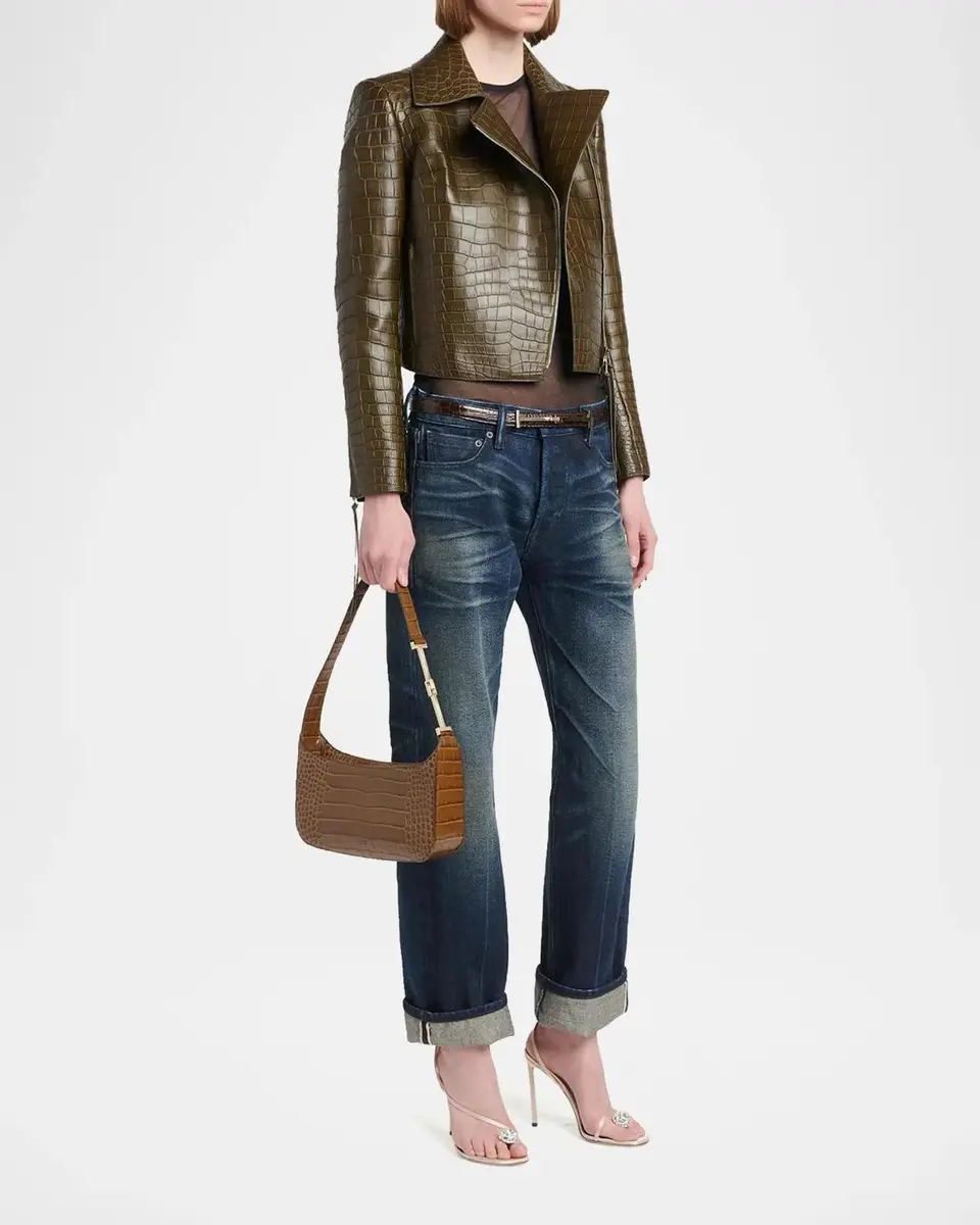 Tom Ford Arc Small Croc-Embossed Leather Shoulder Bag | Thumbnail 5 Tom Ford Arc Small Croc-Embossed Leather Shoulder Bag | Thumbnail 5
