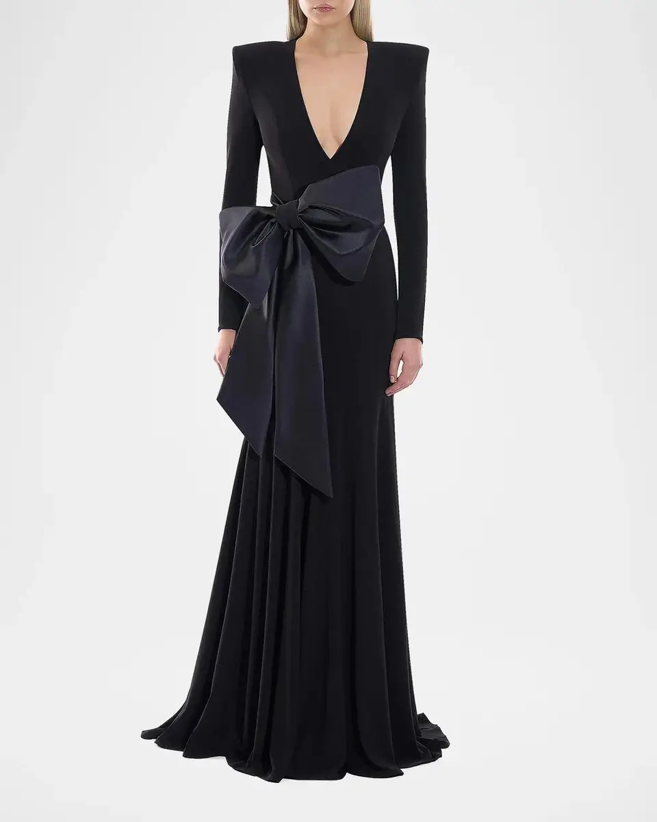 Zhivago Portrait Of A Siren Bow Jersey Gown | Thumbnail 2