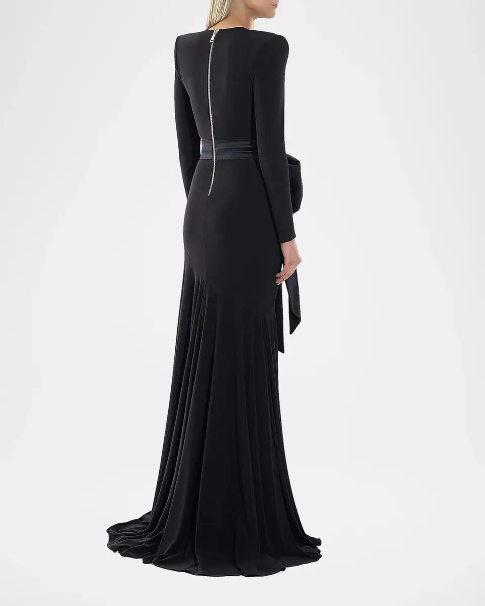 Zhivago Portrait Of A Siren Bow Jersey Gown | Thumbnail 3