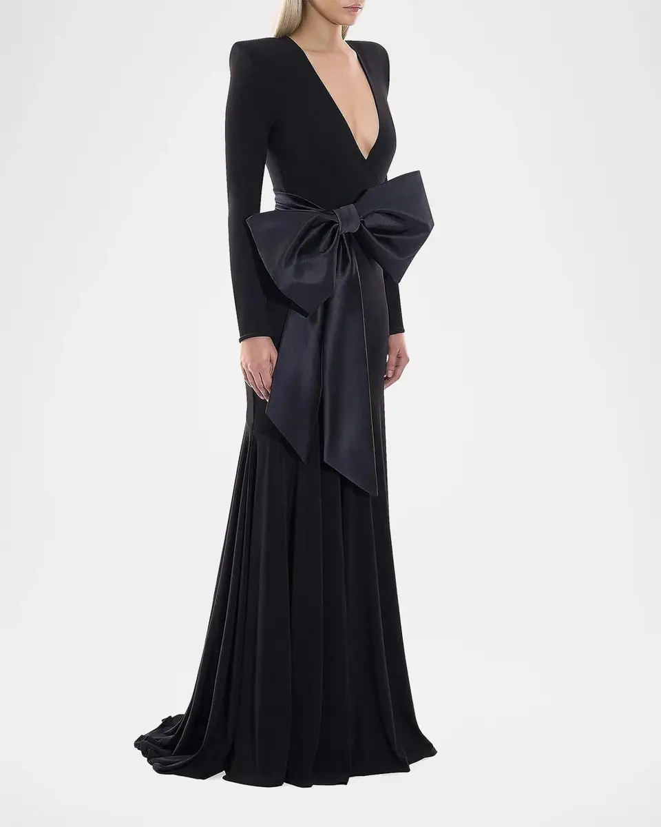 Zhivago Portrait Of A Siren Bow Jersey Gown | Thumbnail 4