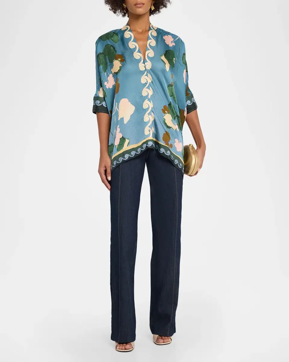 Johnny Was Fatima Printed Draped Blouse | Thumbnail 2 Johnny Was Fatima Printed Draped Blouse | Thumbnail 2