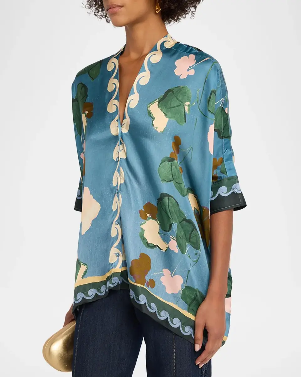 Johnny Was Fatima Printed Draped Blouse | Thumbnail 4 Johnny Was Fatima Printed Draped Blouse | Thumbnail 4